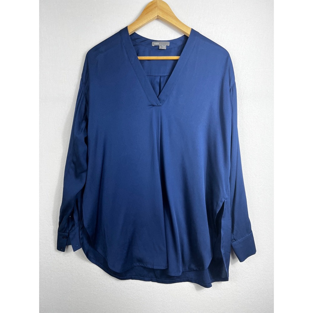 Vince Women's Small Blouse 100% Silk Blue‎ Career Office Work